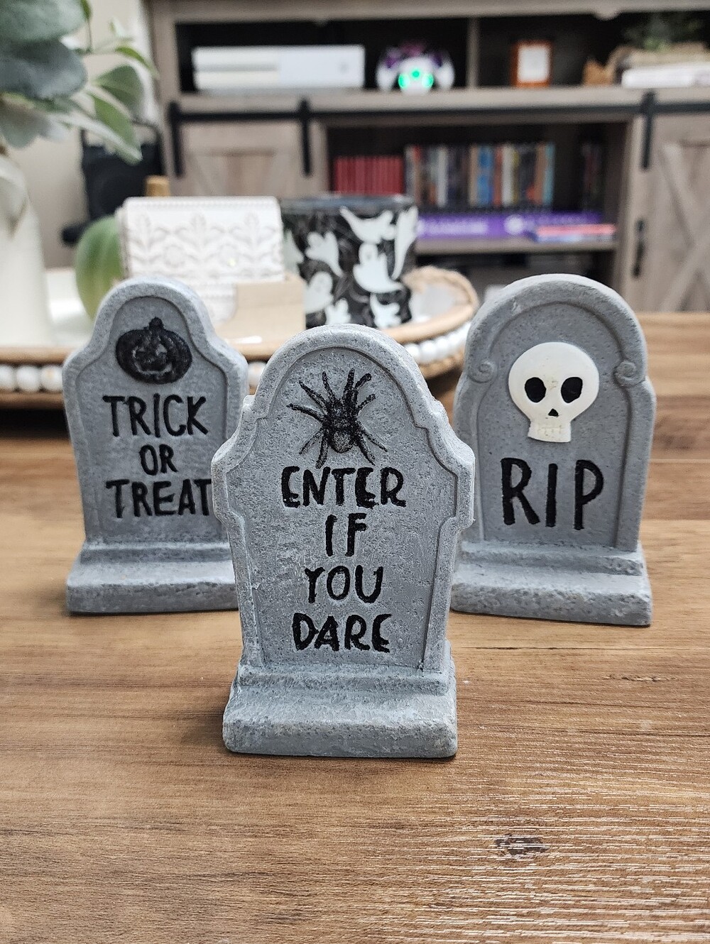 Cement Halloween Accent Grave Stone